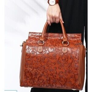 Brenice Dreamer Satchel Embossed Flower Shoulderbag Crossbody Faux Leather Boho